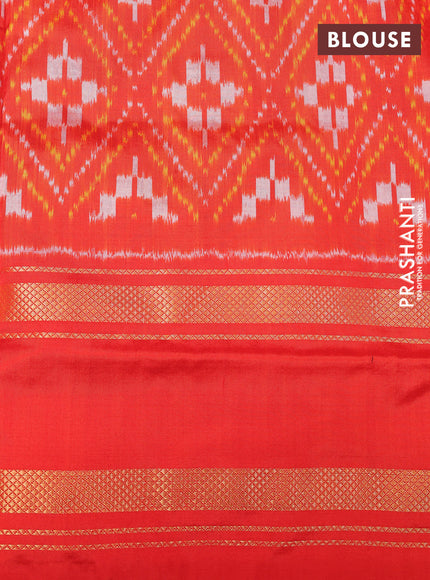 Pochampally silk saree black and red with plain body and temple design rettapet zari woven border