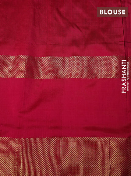 Pochampally silk saree blue and pink with allover ikat weaves and long zari woven ikat border