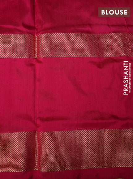 Pochampally silk saree purple and pink with allover ikat weaves and long zari woven ikat border