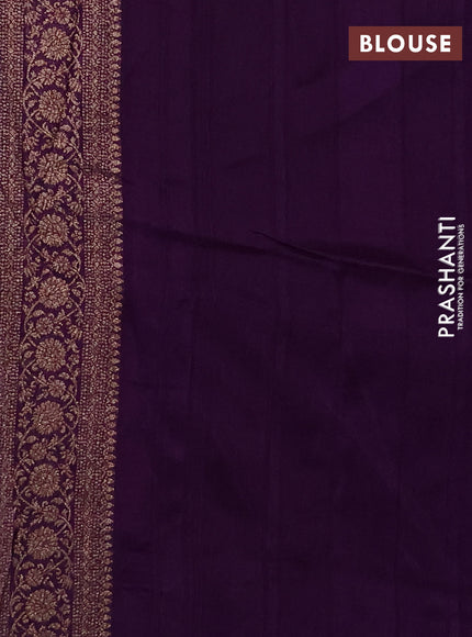 Banarasi semi raw silk saree violet with allover thread & zari weaves and woven border