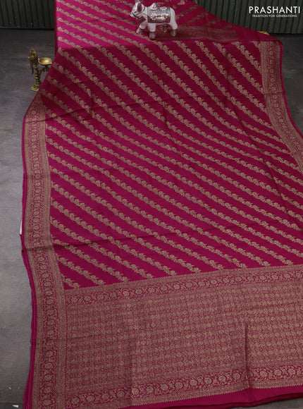 Banarasi semi raw silk saree pink with allover thread & zari weaves and woven border