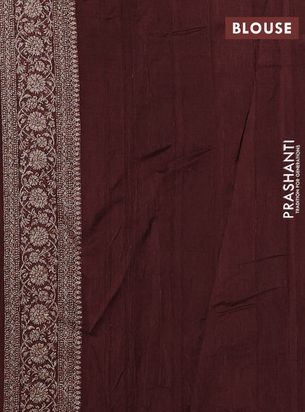 Banarasi semi raw silk saree coffee brown with allover thread & zari weaves and woven border