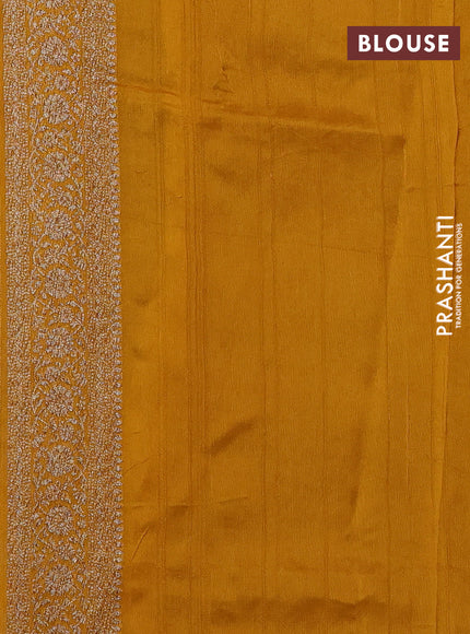 Banarasi semi raw silk saree mustard yellow with allover thread & zari weaves and woven border
