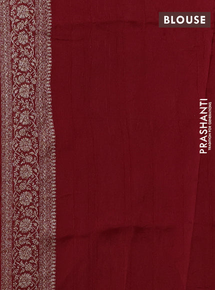 Banarasi semi raw silk saree maroon with allover thread & zari weaves and woven border