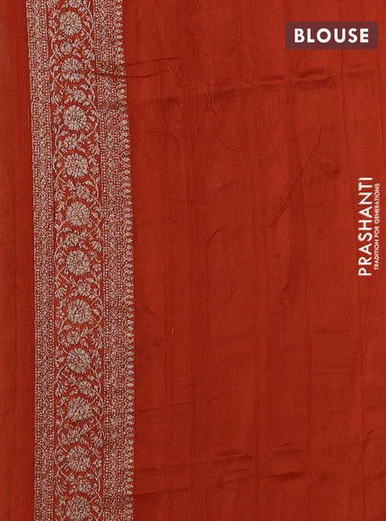 Banarasi semi raw silk saree rust shade with allover thread & zari weaves and woven border