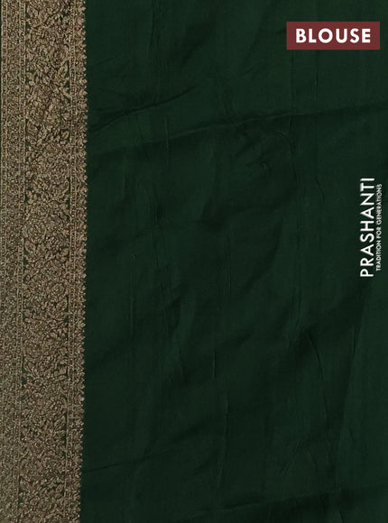 Banarasi semi raw silk saree bottle green with allover thread & zari woven buttas and woven border
