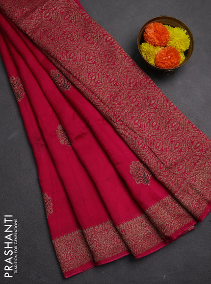 Banarasi semi raw silk saree pink with allover thread & zari woven buttas and woven border
