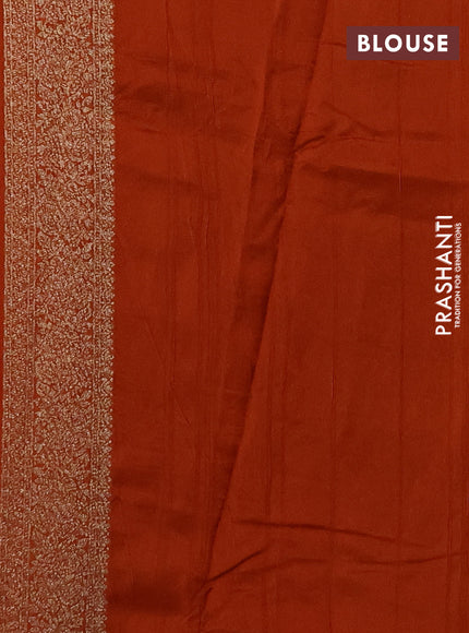 Banarasi semi raw silk saree rust shade with allover thread & zari woven buttas and woven border