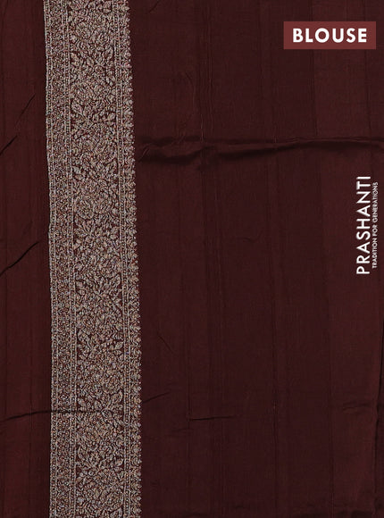 Banarasi semi raw silk saree coffee brown with allover thread & zari woven buttas and woven border
