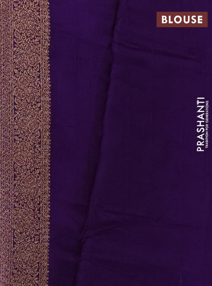 Banarasi semi raw silk saree violet with allover thread & zari woven buttas and woven border