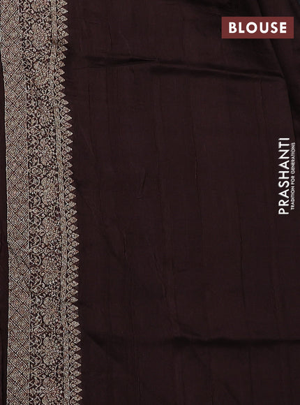 Banarasi semi raw silk saree coffee brown with allover thread & zari weaves and woven border