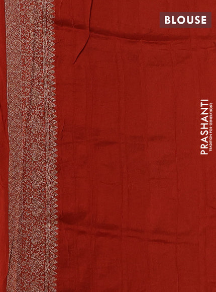 Banarasi semi raw silk saree rust shade with allover thread & zari weaves and woven border