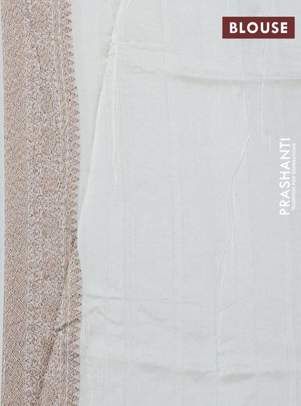 Banarasi semi raw silk saree cream with allover thread & zari weaves and woven border