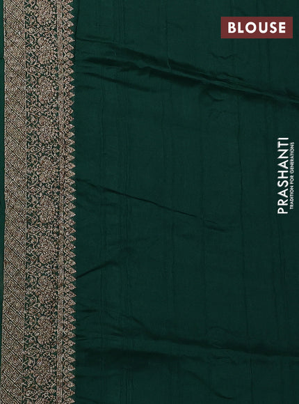 Banarasi semi raw silk saree bottle green with allover thread & zari weaves and woven border