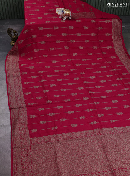 Banarasi semi raw silk saree red with allover thread & zari weaves and woven border