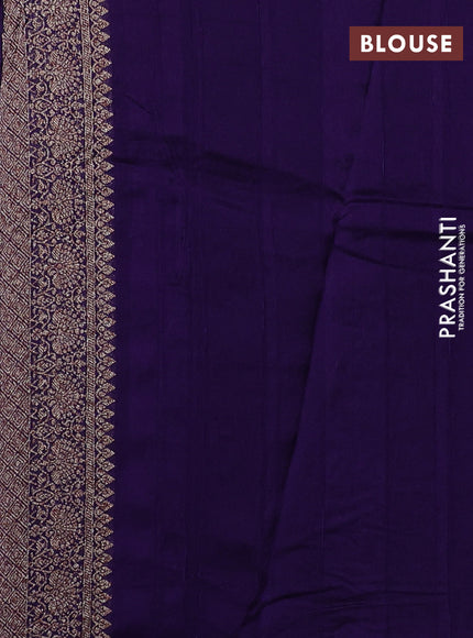 Banarasi semi raw silk saree violet with allover thread & zari weaves and woven border