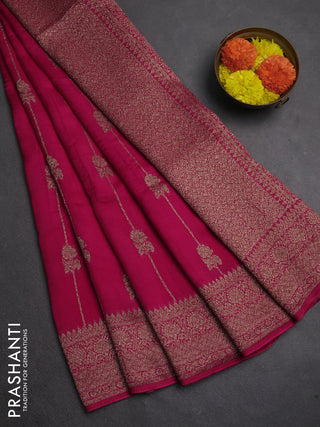 Banarasi semi raw silk saree pink with allover thread & zari weaves and woven border