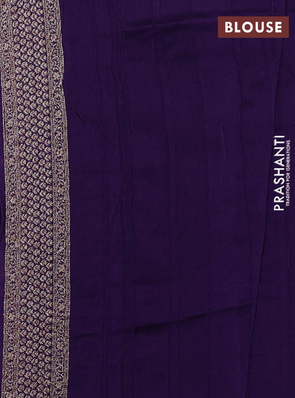 Banarasi semi raw silk saree violet with allover thread & zari woven buttas and woven border