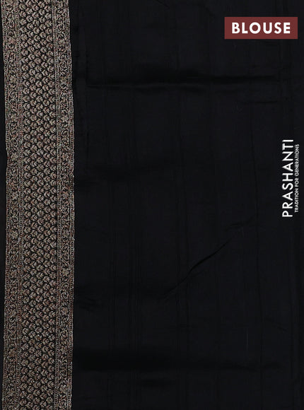 Banarasi semi raw silk saree black with allover thread & zari woven buttas and woven border