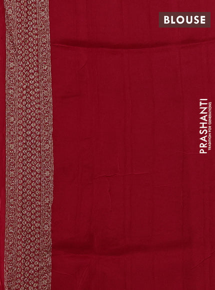 Banarasi semi raw silk saree red with allover thread & zari woven buttas and woven border