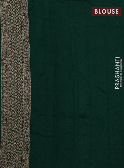 Banarasi semi raw silk saree bottle green with allover thread & zari woven buttas and woven border