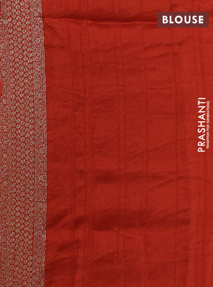 Banarasi semi raw silk saree rust shade with allover thread & zari woven buttas and woven border