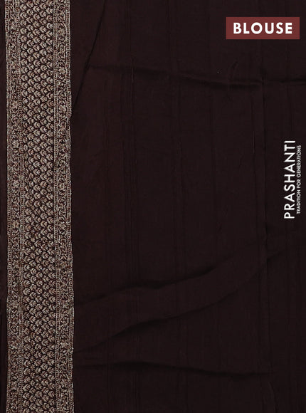 Banarasi semi raw silk saree coffee brown with allover thread & zari woven buttas and woven border