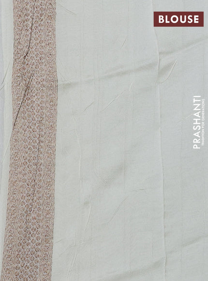 Banarasi semi raw silk saree cream with allover thread & zari woven buttas and woven border