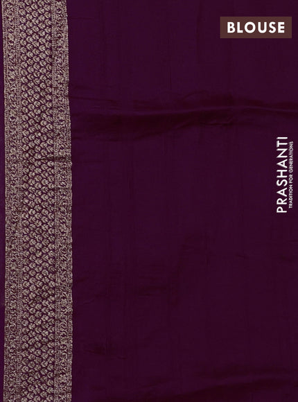 Banarasi semi raw silk saree purple with allover thread & zari woven buttas and woven border