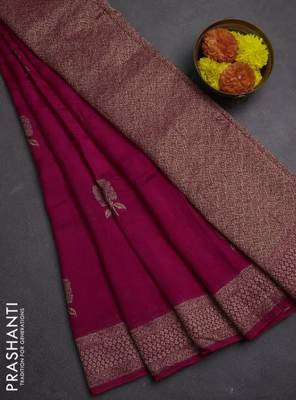 Banarasi semi raw silk saree pink with allover thread & zari woven buttas and woven border