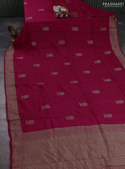 Banarasi semi raw silk saree pink with allover thread & zari woven buttas and woven border