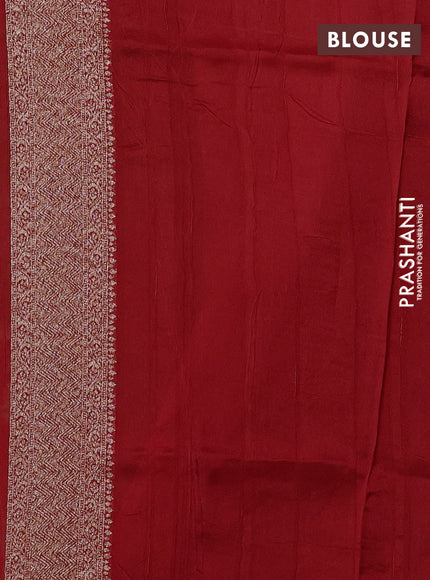 Banarasi semi raw silk saree maroon with allover thread & zari weaves and woven border