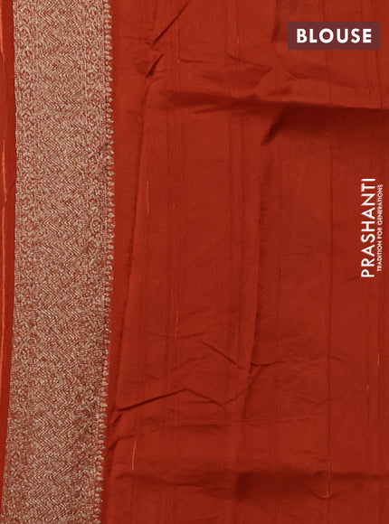 Banarasi semi raw silk saree rust shade with allover thread & zari weaves and woven border