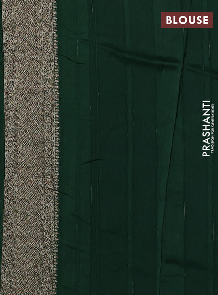 Banarasi semi raw silk saree bottle green with allover thread & zari weaves and woven border