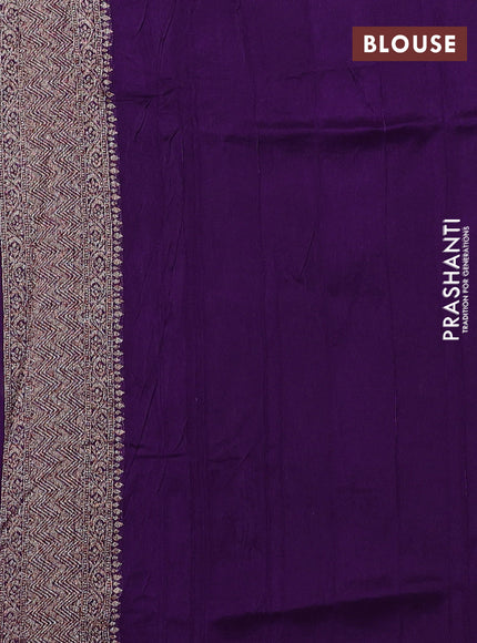 Banarasi semi raw silk saree violet with allover thread & zari weaves and woven border