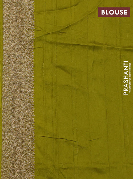 Banarasi semi raw silk saree light green with allover thread & zari weaves and woven border