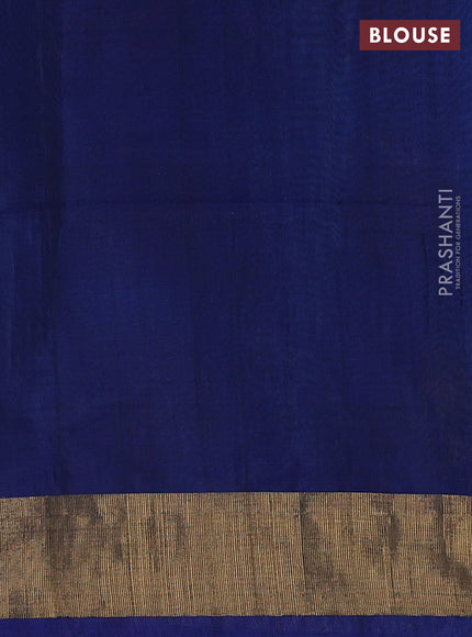 Ikat silk cotton saree cs blue and blue with allover ikat weaves and zari woven border