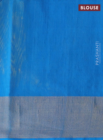 Ikat silk cotton saree fluorescent green and cs blue with allover ikat weaves and zari woven border