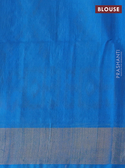 Ikat silk cotton saree pink and cs blue with allover ikat weaves and zari woven border