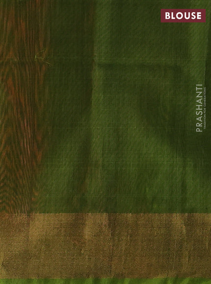 Ikat silk cotton saree orange and light green with allover ikat weaves and zari woven border