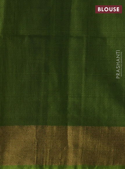 Ikat silk cotton saree coffee brown and light green with allover ikat weaves and zari woven border