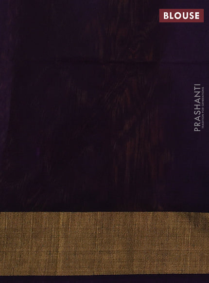 Ikat silk cotton saree orange and violet with allover ikat weaves and zari woven border