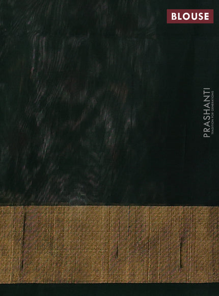 Ikat silk cotton saree grey and bottle green with allover ikat weaves and zari woven border