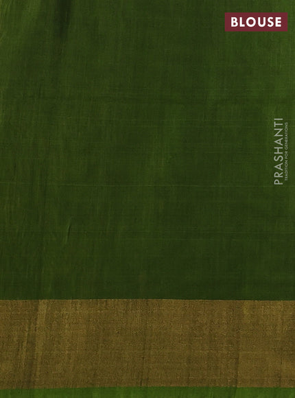 Ikat silk cotton saree coffee brown and light green with allover ikat weaves and zari woven border