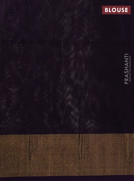 Ikat silk cotton saree grey and deep violet with allover ikat weaves and zari woven border