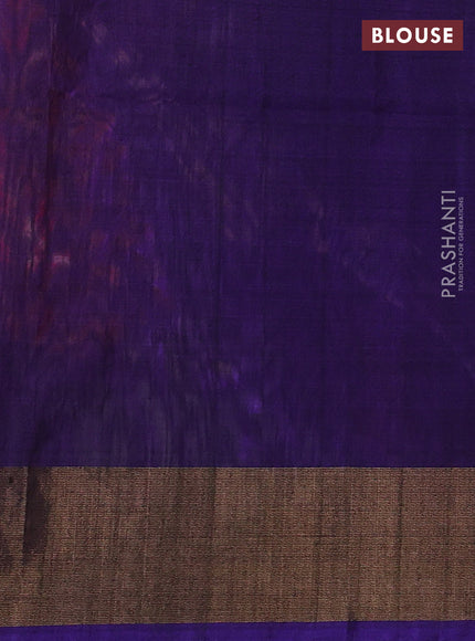Ikat silk cotton saree maroon and violet with allover ikat weaves and zari woven border