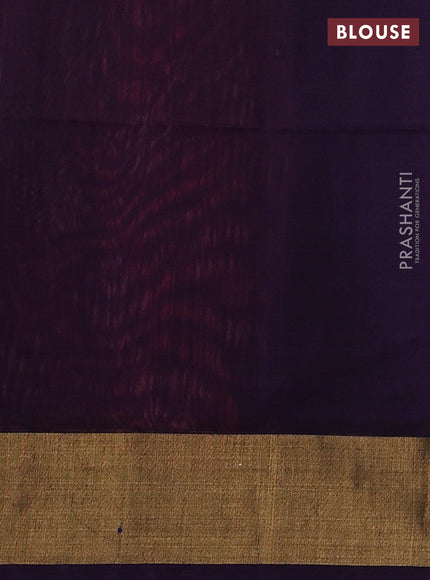 Ikat silk cotton saree pink and deep violet with allover ikat weaves and zari woven border