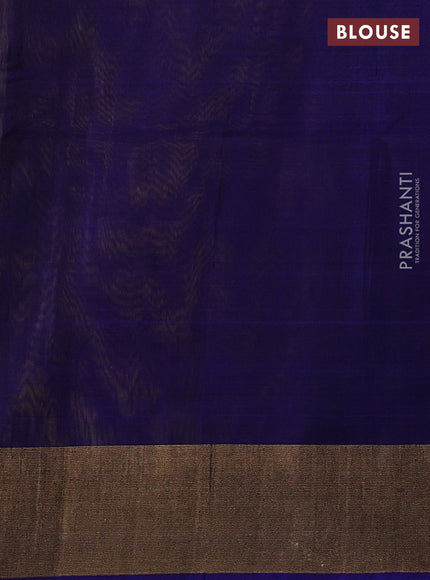 Ikat silk cotton saree light green and royal blue with allover ikat weaves and zari woven border