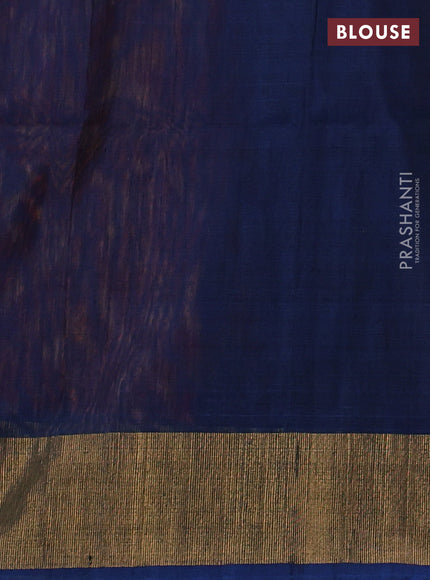 Ikat silk cotton saree orange and peacock blue with allover ikat weaves and zari woven border