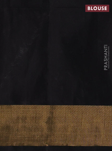 Ikat silk cotton saree grey and black with allover ikat weaves and zari woven border